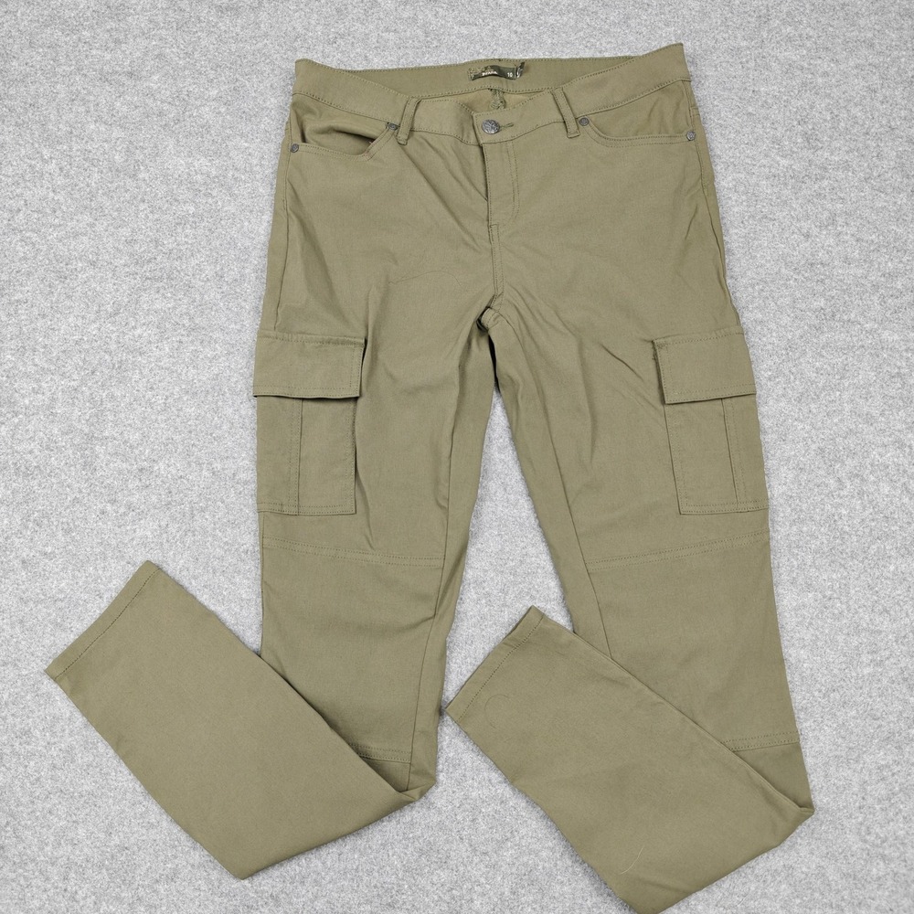 PrAna Pants Womens 10 Green Cargo Twill Slim Stretch Hiking Travel Outdoor